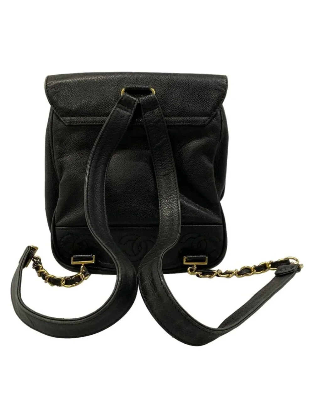 Chanel Backpack Triple Coco Black Chain Shoulder Gold CC Logo